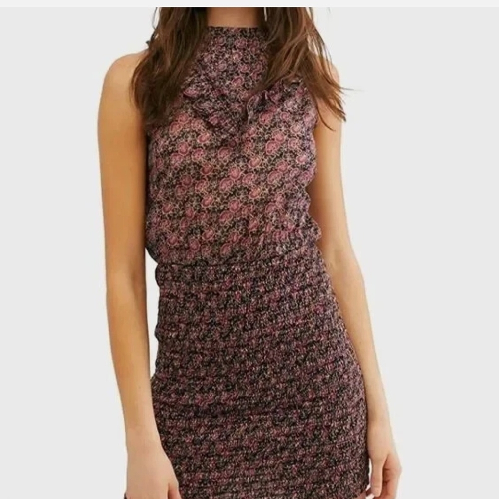 Free People Purple Sheath Halter Mini‎ Dress